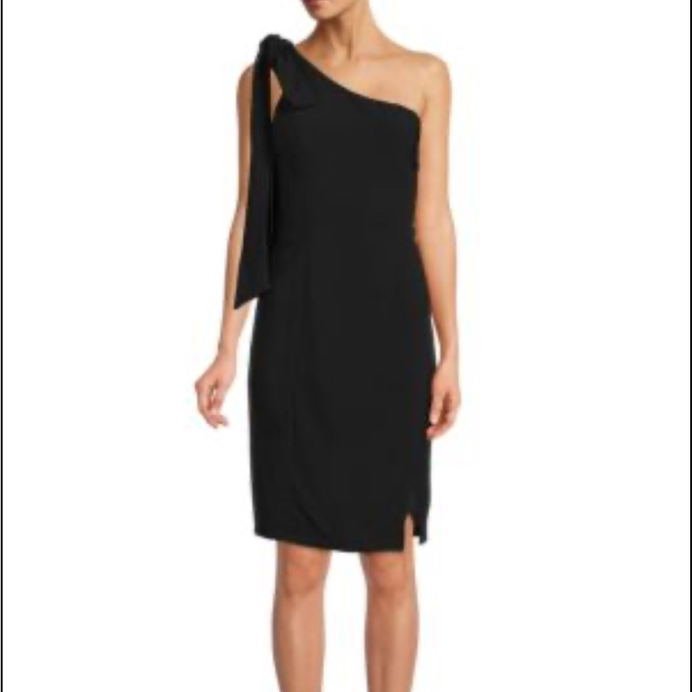 julia jordan One-Shoulder Black Midi Dress
